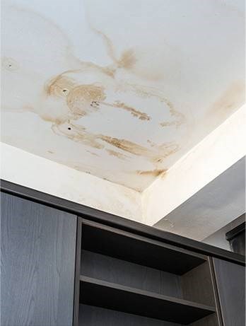 A roof leak shown in a home in Florida